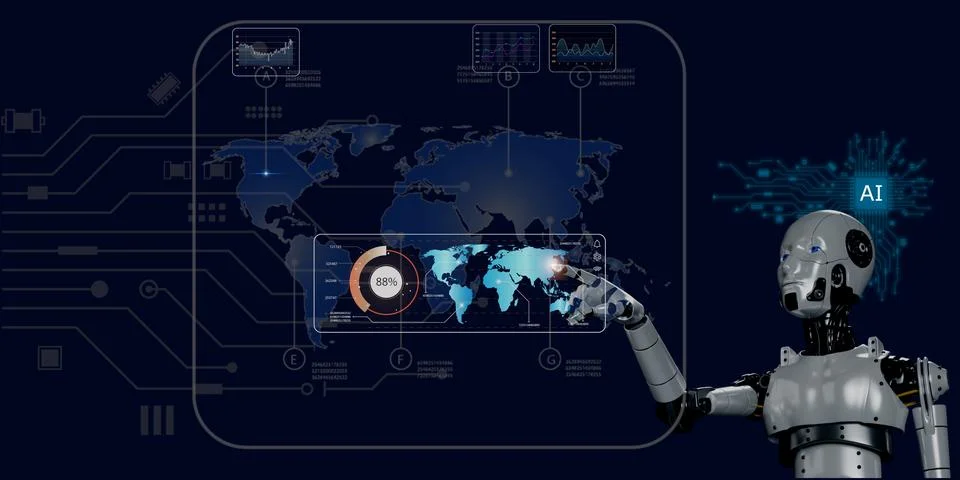 AI technology monitors work to be as targeted no matter where the business .. 스톡 사진
