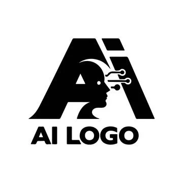 AI Technology Monogram Logo Design with Modern Artificial Intelligence Stock Illustration
