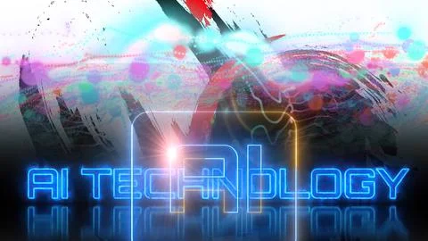 Ai technology neon abstract digital data futuristic concept 스톡 일러스트