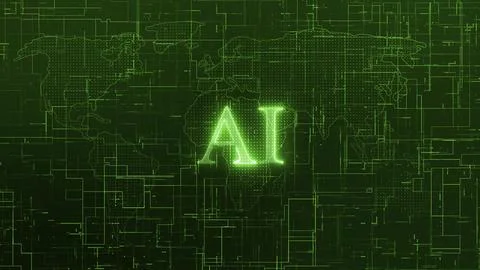 AI technology network green color Stock Illustration