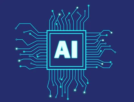 AI technology with Path, Artificial Intelligence, AI processor,  Ai Symbol,.. Stock Illustration