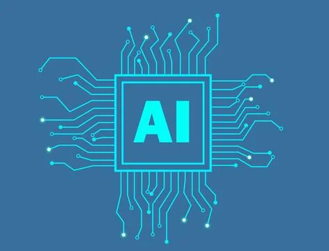 AI technology with Path, Artificial Intelligence, AI processor, Ai Symbol, .. Stock Illustration