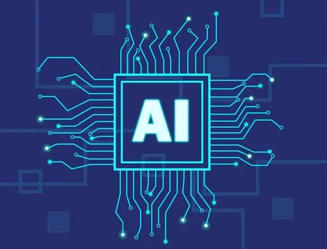 AI technology with Path, Artificial Intelligence, AI processor,  Ai Symbol,.. Stock Illustration