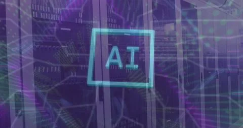 AI technology powering data servers in modern digital infrastructure at school Stock Photos