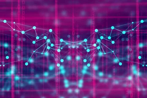 Ai technology, robotic system, molecule of chemical, atom cell plexus and sci Stock Illustration