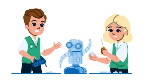 Ai technology robotics school education vector Stock-Illustration