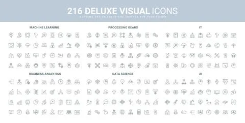 AI technology for science information processing and business analytics line 스톡 일러스트