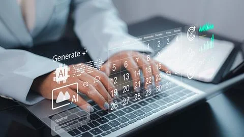 AI Technology for Smart Scheduling and Business Productivity Automation Stock Photos