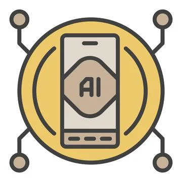 AI Technology in Smartphone vector Artificial Intelligence Phone colored ic.. Illustrazione stock
