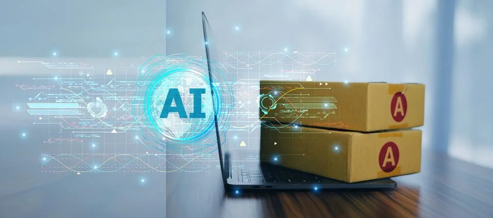 AI technology streamlines the logistics planning process by analyzing data .. Stock Photos