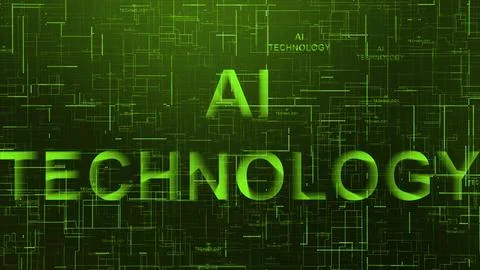 AI technology text data line green 스톡 일러스트