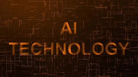 AI technology text data line orange color Illustrazione stock