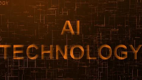 AI technology text data line orange Illustrazione stock