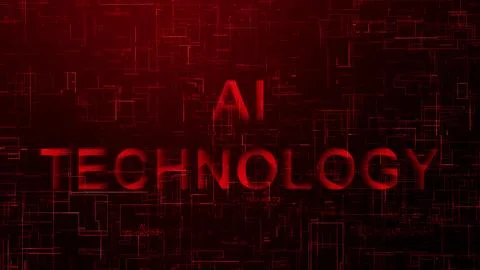 AI technology text data line red color 스톡 일러스트