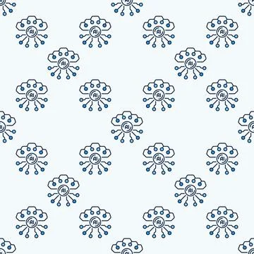 AI Technology vector Artificial Intelligence colored seamless pattern Stock Illustration