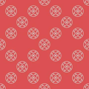 AI technology vector Artificial Intelligence thin line round seamless pattern Stock Illustration