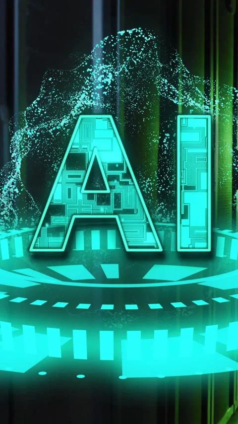 AI text and digital elements over person walking in data center Stock Footage 343645237
