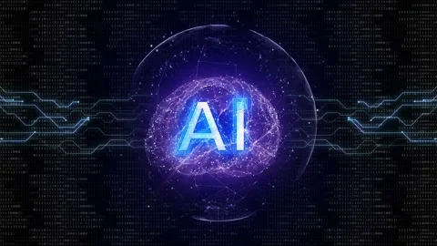 AI Text and Machine Learning Brains Animation, Background, Loop Stock Footage 267883883
