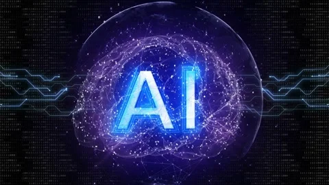 AI Text and Machine Learning Brains Animation, Background, Loop Stock Footage 267886751