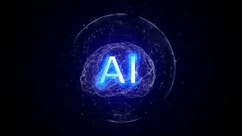 AI Text and Machine Learning Brains Animation, Background, Loop Stock Footage 268296754