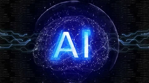 AI Text and Machine Learning Brains Animation, Background, Loop Vidéo 270250715