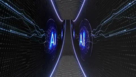 AI Text and Machine Learning Brains Tunnel Animation, Background, Loop Stock Footage 277872722