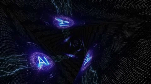 AI Text and Machine Learning Brains Tunnel Animation, Background, Loop Stock Footage 277912903
