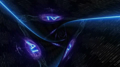 AI Text and Machine Learning Brains Tunnel Animation, Background, Loop 库存影片 281600398