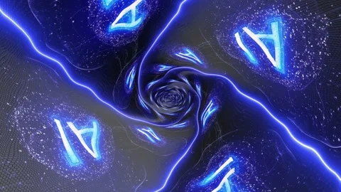 AI Text and Machine Learning Brains Tunnel Animation, Background, Loop 库存影片 281600845