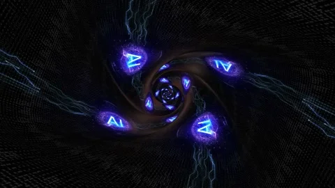 AI Text and Machine Learning Brains Tunnel Animation, Background, Loop 库存影片 282759929