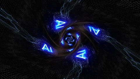 AI Text and Machine Learning Brains Tunnel Animation, Background, Loop 库存影片 285212532