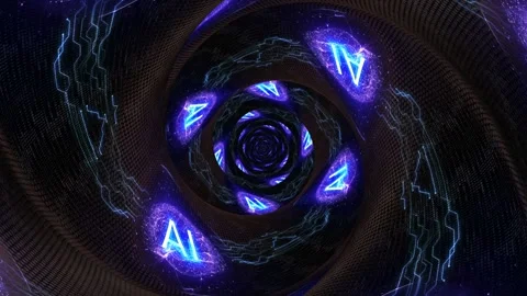 AI Text and Machine Learning Brains Tunnel Animation, Background, Loop 库存影片 291870906