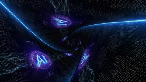 AI Text and Machine Learning Brains Tunnel Animation, Background, Loop 库存影片 299351272