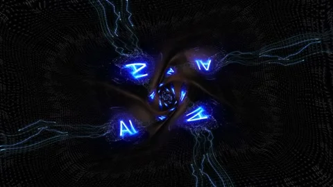 AI Text and Machine Learning Brains Tunnel Animation, Background, Loop 库存影片 300935601