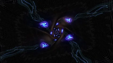 AI Text and Machine Learning Brains Tunnel Animation, Background, Loop 库存影片 303464205