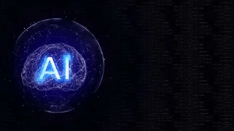 AI Text and Machine Learning Brain Animation, Background, Loop 库存影片 315591706
