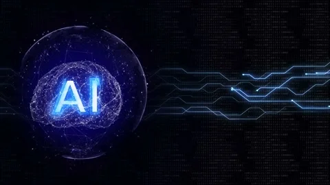 AI Text and Machine Learning Brain Animation, Background, Loop Stock Footage 315593141