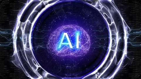 AI Text and Machine Learning Brain Animation, Background, Loop 库存影片 316680976