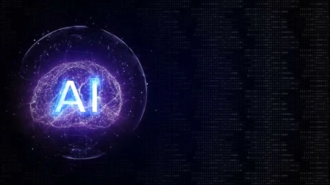 AI Text and Machine Learning Brain Animation, Background, Loop 库存影片 319630660