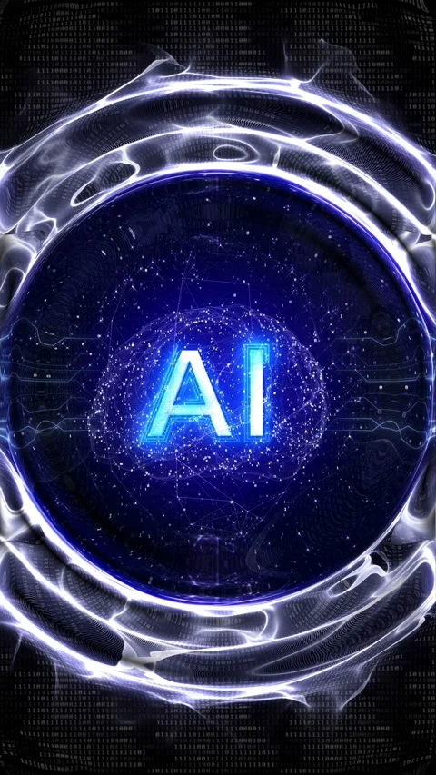 AI Text and Machine Learning Brain Animation, Background, Loop Stockbeeldmateriaal 321439439