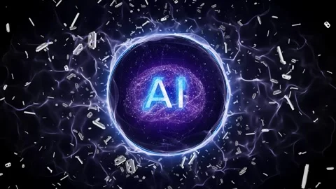 AI Text and Machine Learning Brain Animation, Background, Loop 스톡 동영상 335803697