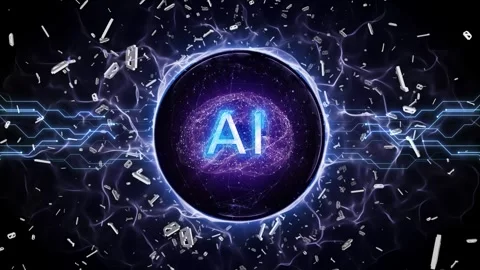 AI Text and Machine Learning Brain Animation, Background, Loop 库存影片 336175223