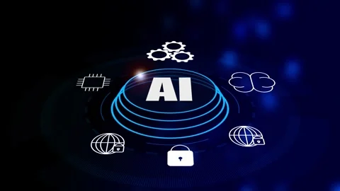 AI text and technology icon concept. Artificial intelligence and computer t.. Stock Footage 293482664