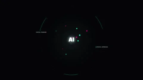 AI Text Animation with Digital HUD Elements Stock Footage 340877336