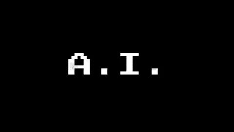 AI text animation with a glitch effect. Cyberpunk text with an old TV disto.. Stock Footage 335047222