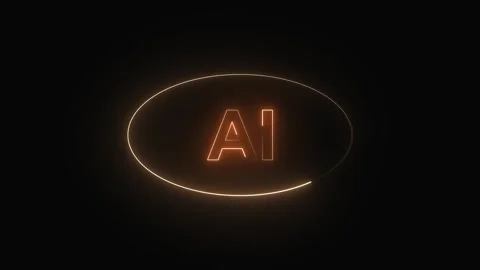 Ai text animation with glowing light. Ai text artificial intelligence in ri.. Stock Footage 337813542