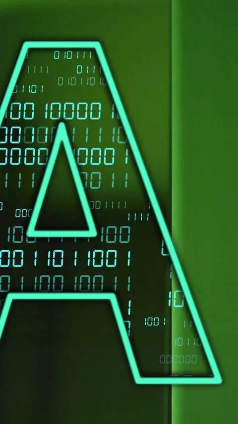 AI text with binary code animation over green background Stock Footage 320150637