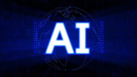 Ai Text with Blue Grid Background Stock Footage 271051692