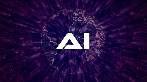 Ai text concept on si-fi particles background. Dot particles technological .. Stock Illustration