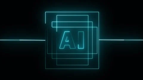 AI Text Forming a Microchip with Glowing Light Lines Stock Footage 331275661